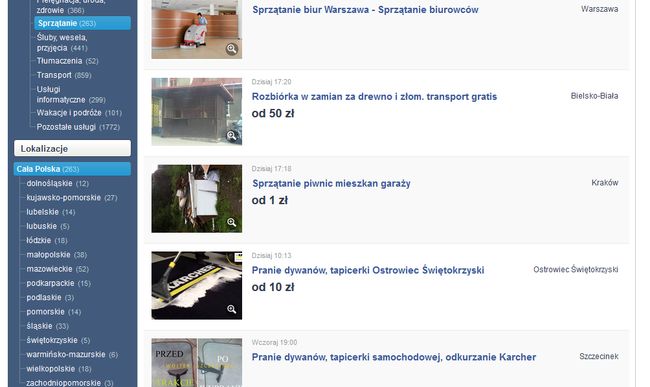 Usługi sprzątania na Sprzedajemy.pl